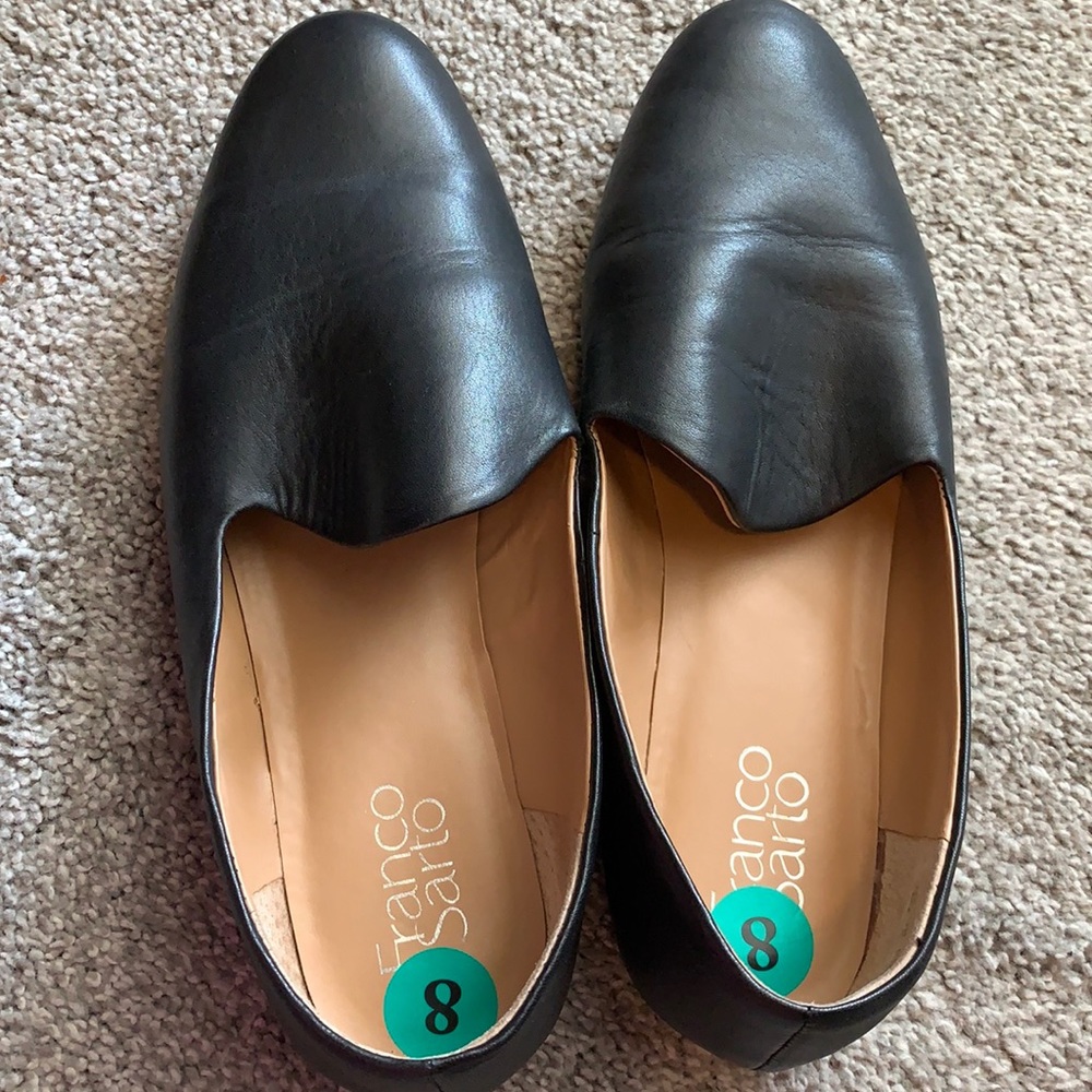 Black Leather Flats